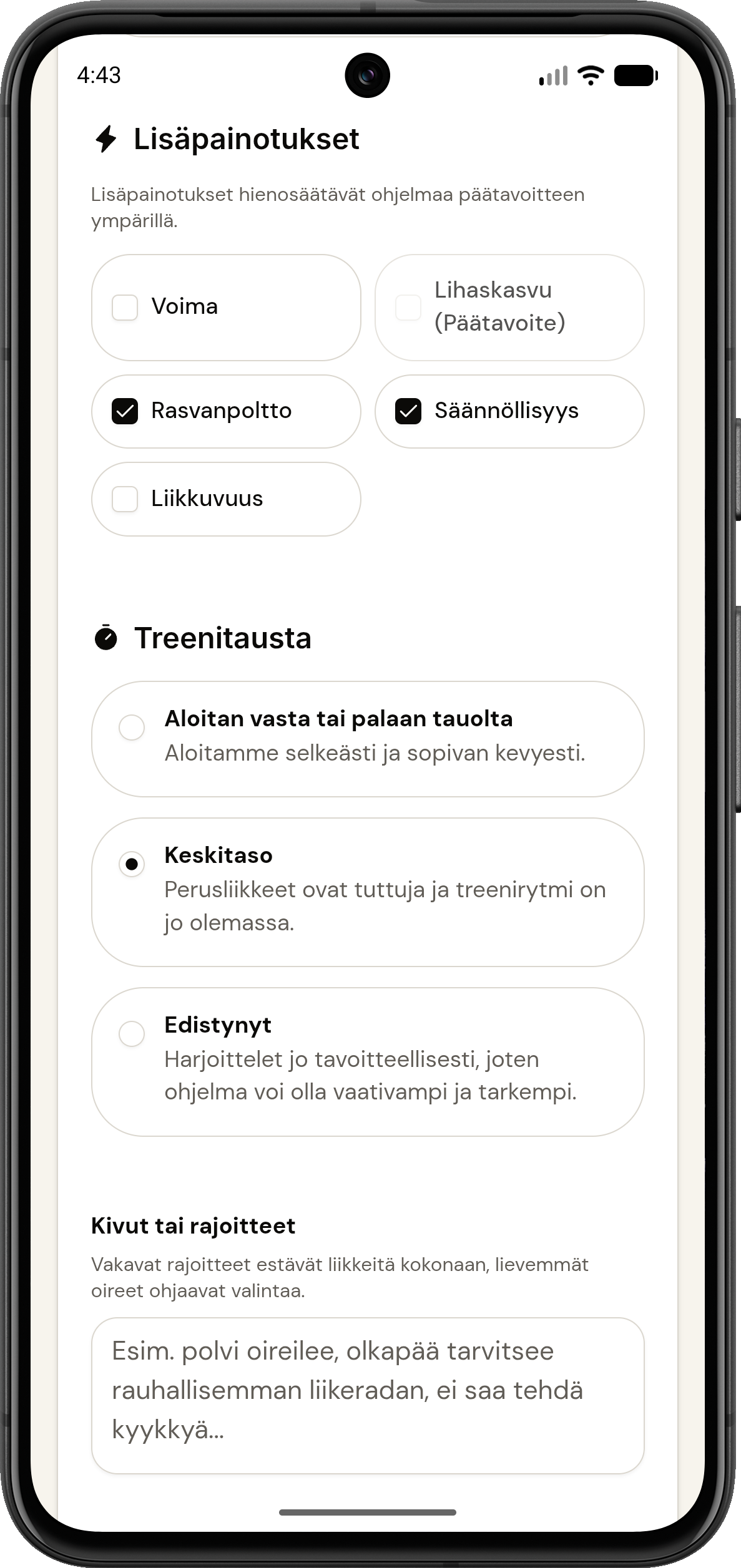 Treeniverstaan kehityksen seuranta ja harjoitushistoria